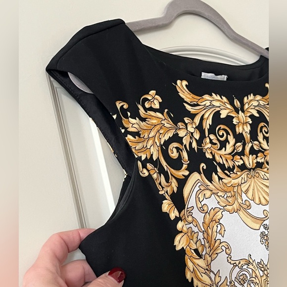 London Times Black & Gold Polyester Dress Women’s Size 14 - Picture 4 of 15